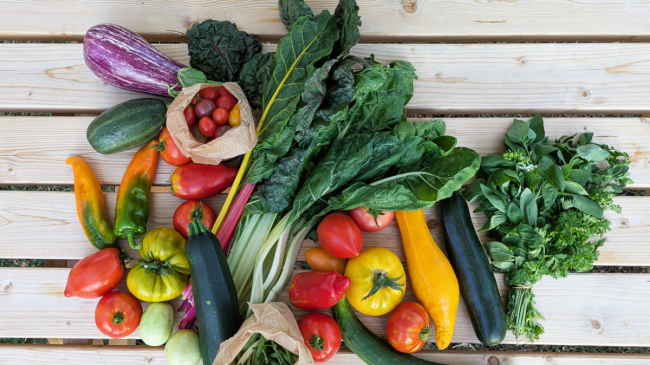 Panier de légumes et fruits de saison